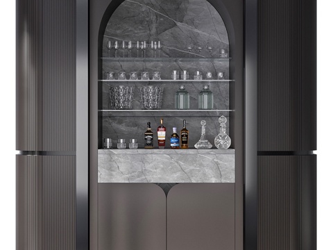 Neo-Chinese Style Entry Luxury Wine Cabinet