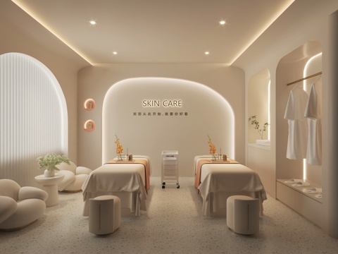 Modern cream beauty salon_beauty room_beauty_leisure sofa_beauty bed_beauty salon design