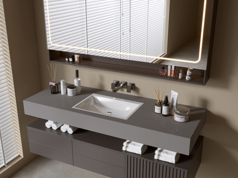 Modern Bathroom Cabinet Bathroom Counter Basin Bathroom Decoration Mirror Cabinet Sink