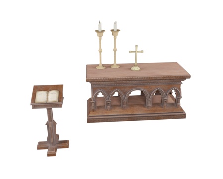 Church Podium Church Table Candle Candlestick Cross