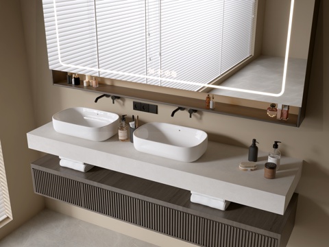 Modern Bathroom Cabinet Bathroom Counter Basin Bathroom Decoration Mirror Cabinet Sink