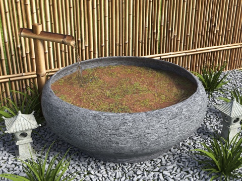 New Chinese-style Waterscape Courtyard Water Ornaments Stone Mortar Waterscape Sick Stone Groove Stone Mortar