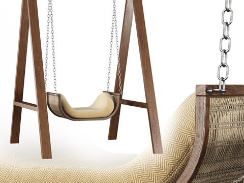 Noa Wooden Rattan Garden Swing Chair by Bpoint Design