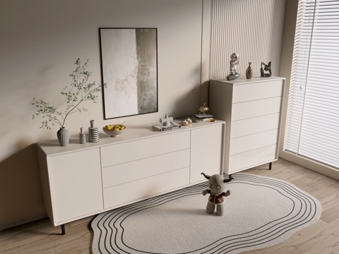 Modern Cream Style Bookcase Whole Cabinet Sideboard Cabinet Balcony Cabinet Storage Cabinet Entrance Cabinet