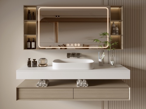 Modern Bathroom Cabinet Bathroom Counter Basin Bathroom Decoration Mirror Cabinet Sink