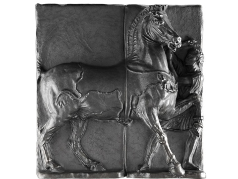 French horse and human wall relief