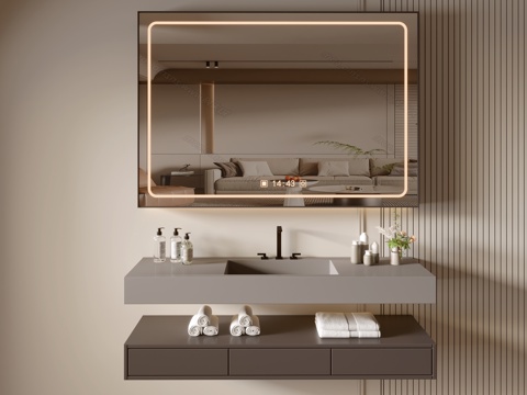 Modern Bathroom Cabinet Bathroom Counter Basin Bathroom Decoration Mirror Cabinet Sink