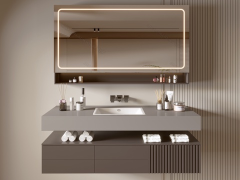 Modern Bathroom Cabinet Bathroom Counter Basin Bathroom Decoration Mirror Cabinet Sink