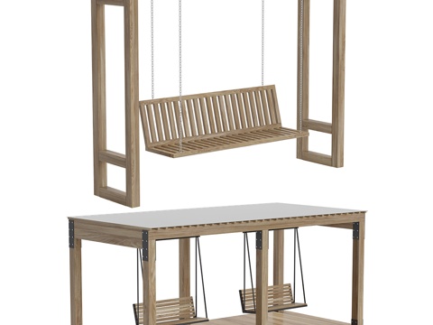 Neo-Chinese Style Outdoor Wooden Swing Chair