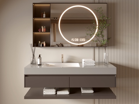 Modern Bathroom Cabinet Bathroom Counter Basin Bathroom Decoration Mirror Cabinet Sink