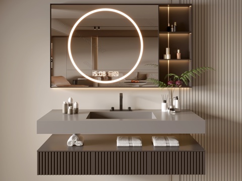 Modern Bathroom Cabinet Bathroom Counter Basin Bathroom Decoration Mirror Cabinet Sink