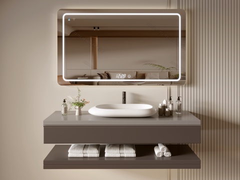 Modern Bathroom Cabinet Bathroom Counter Basin Bathroom Decoration Mirror Cabinet Sink