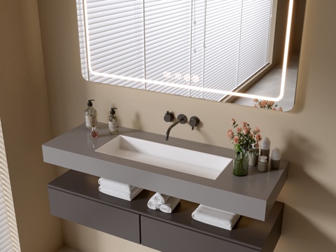 Modern Bathroom Cabinet Bathroom Counter Basin Bathroom Decoration Mirror Cabinet Sink