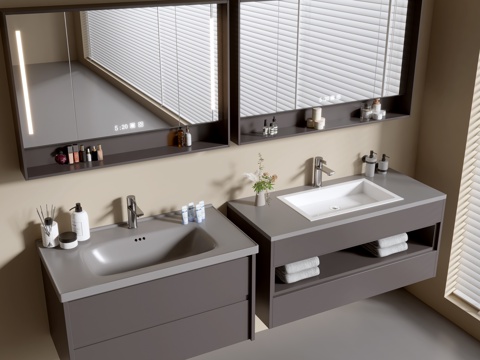 Modern Bathroom Cabinet Bathroom Counter Basin Bathroom Decoration Mirror Cabinet Sink