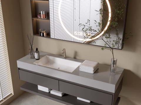 Modern Bathroom Cabinet Bathroom Counter Basin Bathroom Decoration Mirror Cabinet Sink