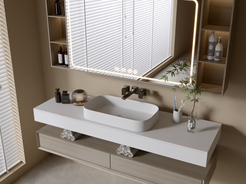 Modern Bathroom Cabinet Bathroom Counter Basin Bathroom Decoration Mirror Cabinet Sink