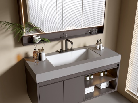 Modern Bathroom Cabinet Bathroom Counter Basin Bathroom Decoration Mirror Cabinet Sink