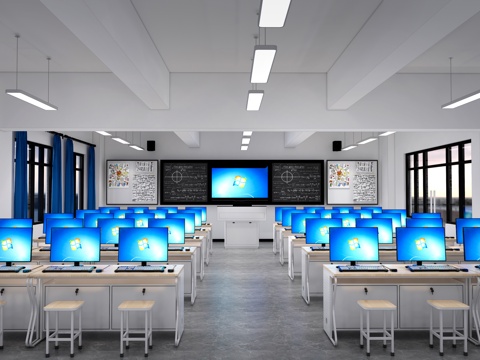 Modern Computer Classroom Microcomputer Classroom Multimedia Classroom