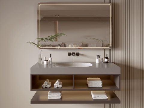 Modern Bathroom Cabinet Bathroom Counter Basin Bathroom Decoration Mirror Cabinet Sink