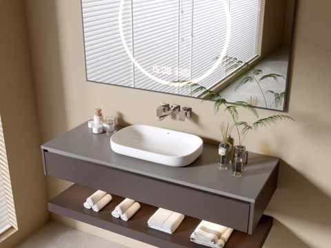 Modern Bathroom Cabinet Bathroom Counter Basin Bathroom Decoration Mirror Cabinet Sink