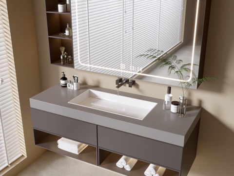 Modern Bathroom Cabinet Bathroom Counter Basin Bathroom Decoration Mirror Cabinet Sink