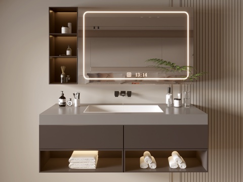 Modern Bathroom Cabinet Bathroom Counter Basin Bathroom Decoration Mirror Cabinet Sink