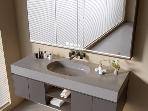 Modern Bathroom Cabinet Bathroom Counter Basin Bathroom Decoration Mirror Cabinet Sink