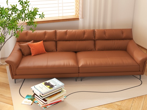 Modern sofa combination leather sofa multiplayer sofa with armrest leisure sofa