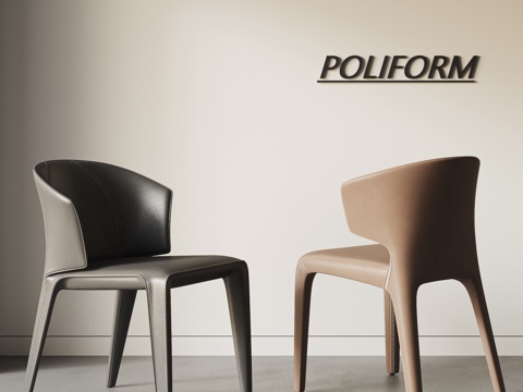 POLIFORM Modern Leather Chair Combination Single Chair Dining Chair