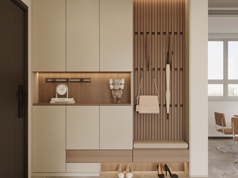 Modern Cream Style Entrance Shoe Cabinet