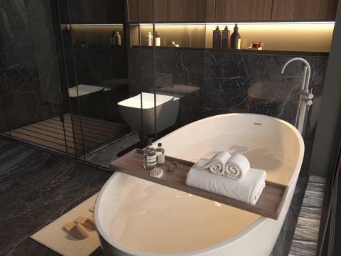 Modern Bathroom Bathtub Hotel Bathroom Rain Partition