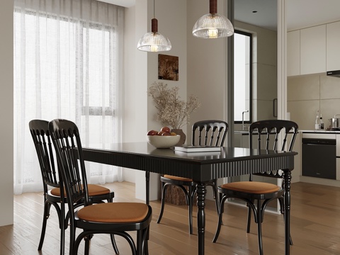 Home DiningRoom French Retro Dining Table and Chair Restaurant