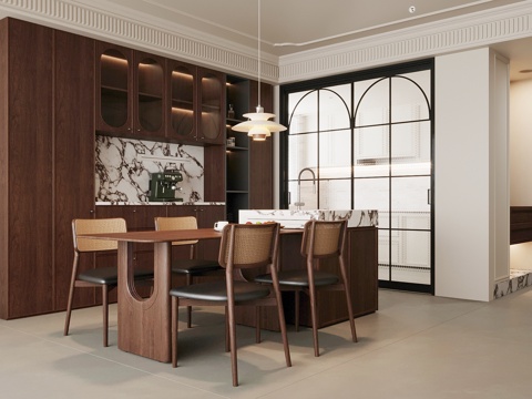 Home DiningRoom-Ji Feng Restaurant Dining Table and Chair Wine Cabinet