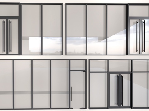 Modern floor glass doors and windows aisle glass partition company partition