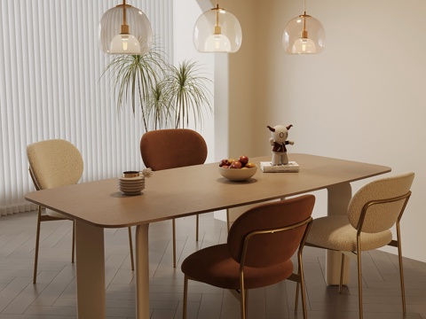 Modern Cream Style DiningRoom Dining Table and Chair Chandelier