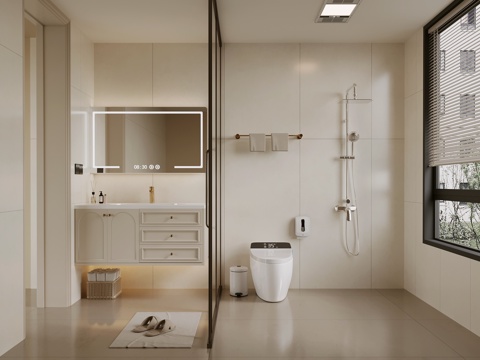 French Cream Style Bathroom Cabinet Toilet Shower