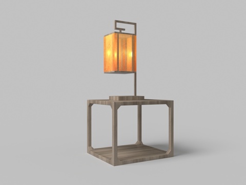 Chinese-style Square Side Table Lamp Combination