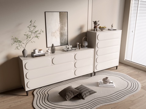 Modern Cream Style Bookcase Whole Cabinet Sideboard Cabinet Balcony Cabinet Storage Cabinet Entrance Cabinet