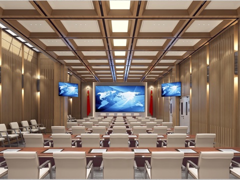 Modern Conference Hall Command Hall Reception Room Tables and Chairs Lighting Well