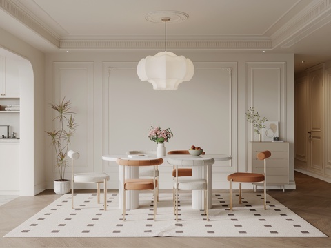 DiningRoom French Cream Style Restaurant Dining Table and Chair Combination