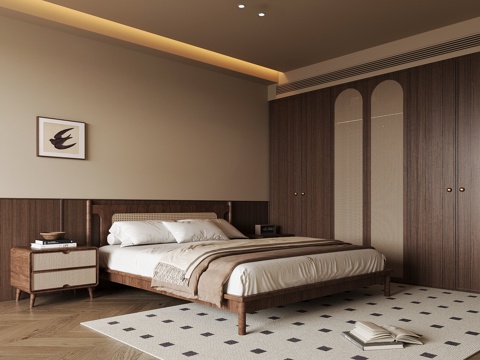 Bedroom-Quiet Style Bedroom Antique Style Bedroom Wardrobe Double Bed