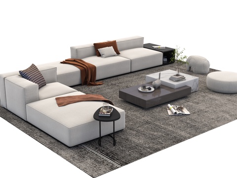 Modern Sofa Coffee Table Combination Coffee Table Combination Pillow Carpet