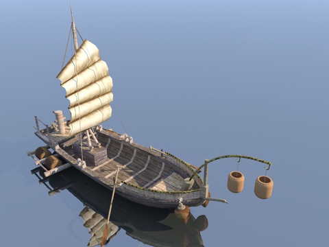 Chinese wooden boat ancient boat