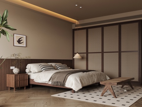 Bedroom-Quiet Style Bedroom Antique Style Bedroom Wardrobe Double Bed