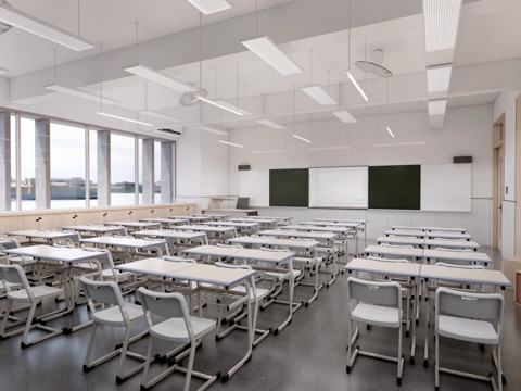 Modern School Classroom Ordinary Classroom Classroom Desks and Chairs Primary and Secondary School Classroom