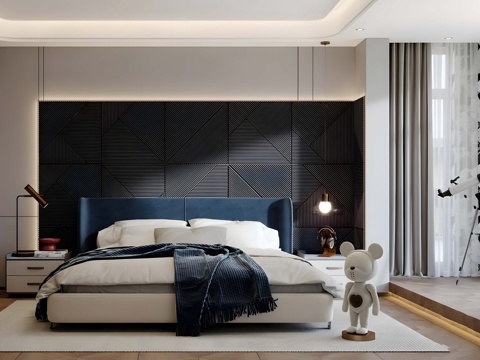 Modern Affordable Luxury Style Home Bedroom Gray Style Bedroom Master Bedroom Second Bedroom Elderly Room Double Queen Bed Wardrobe