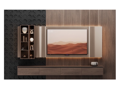 Neo-Chinese Style Affordable Luxury Style TV Wall