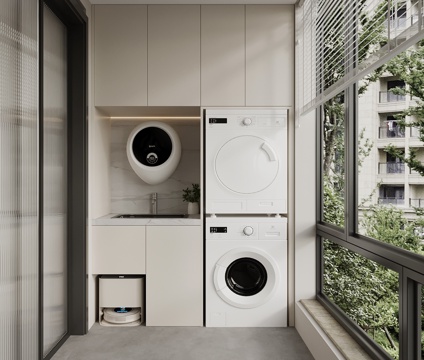 Modern balcony Laundry Cabinet