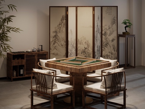 New Chinese Chess and Card Room Mahjong Table Screen Tea Cabinet