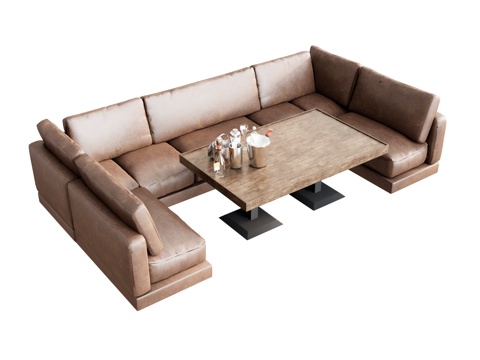 Multiplayer Sofa Leather Sofa Coffee Table Side Table Low Table Bar Sofa Booth Sofa Turn